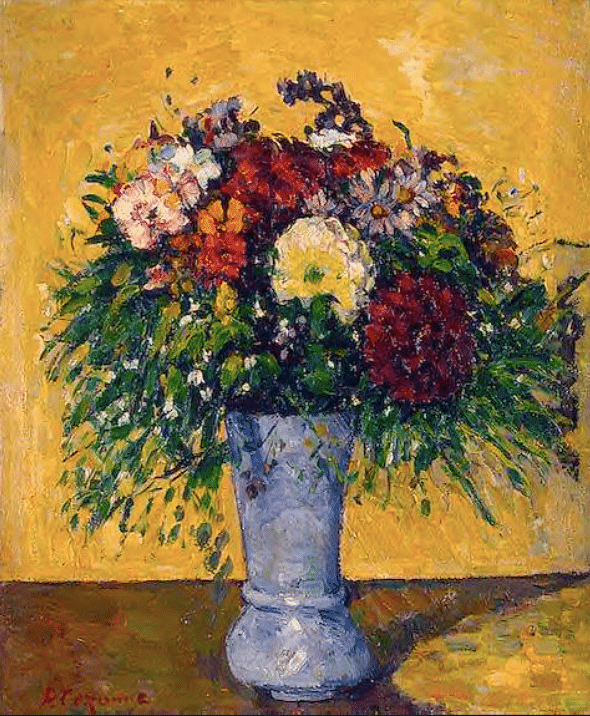 Flowers in a Blue Vase by Cézanne