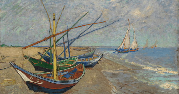 Boats on the Beach at Saintes-Maries-de-la-Mer by van Gogh