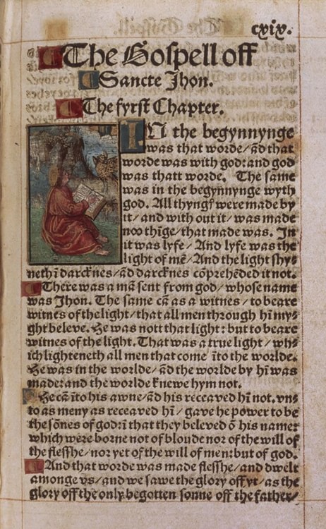 First Page of the Gospel of John from Tyndale's New Testament
