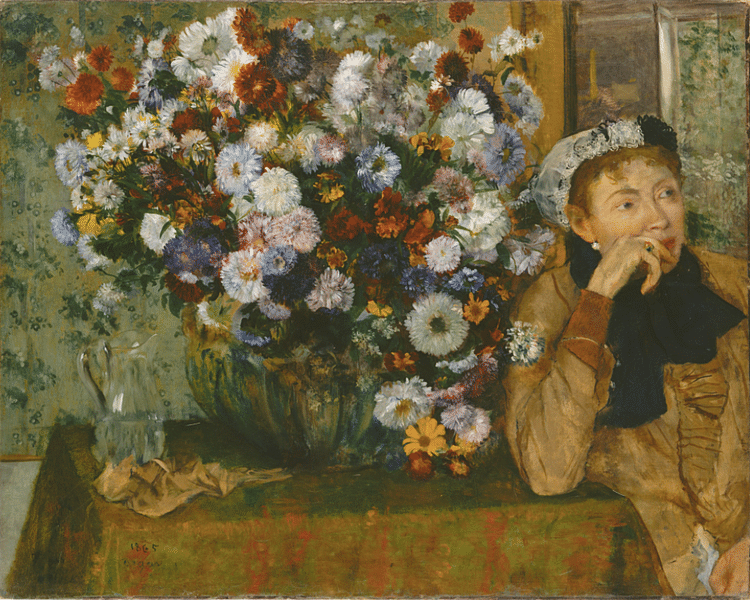 Woman with Chrysanthemums by Degas