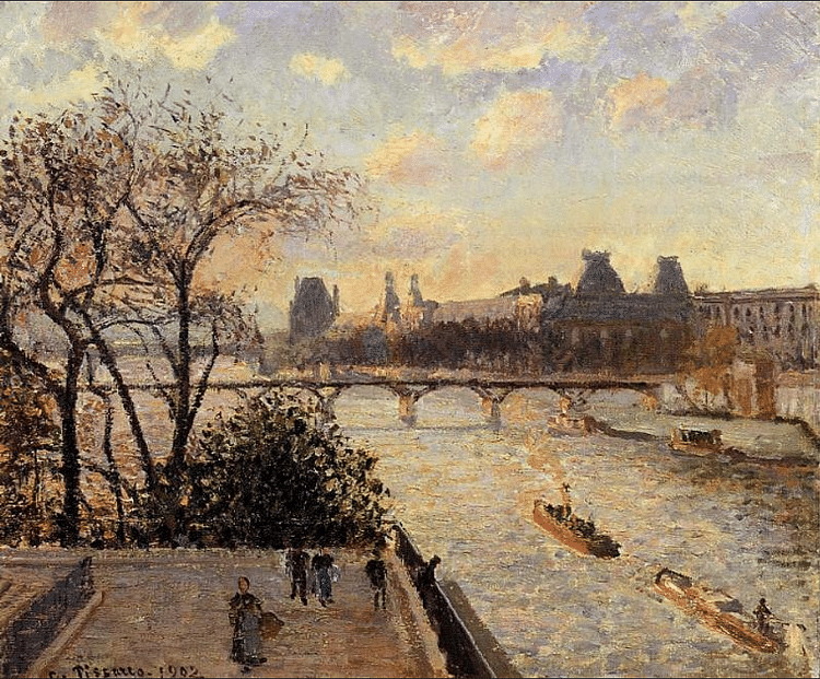View of the Louvre from Across the Seine by Pissarro