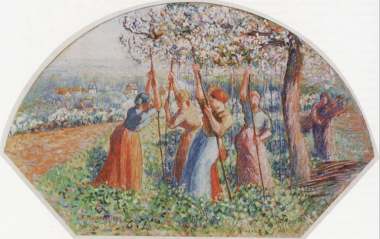 Peasant Women Planting Pea Sticks by Pissarro