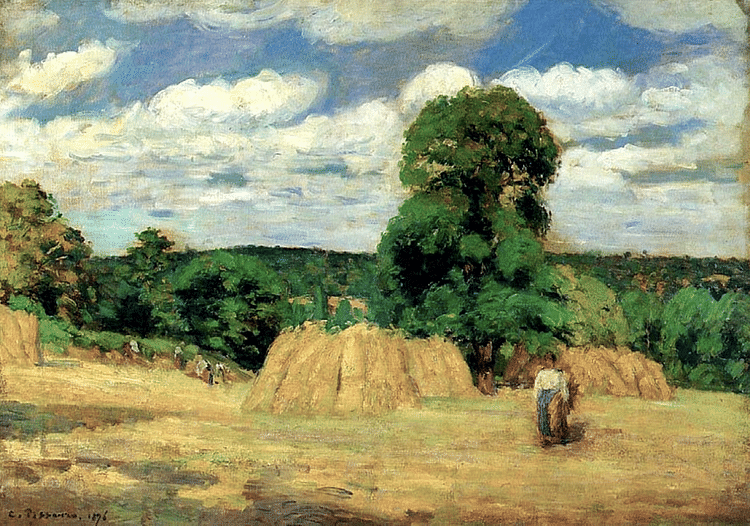 The Harvest at Montfoucault by Pissarro