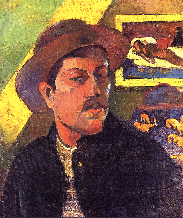 Self-portrait with Manao Tupapau by Gauguin