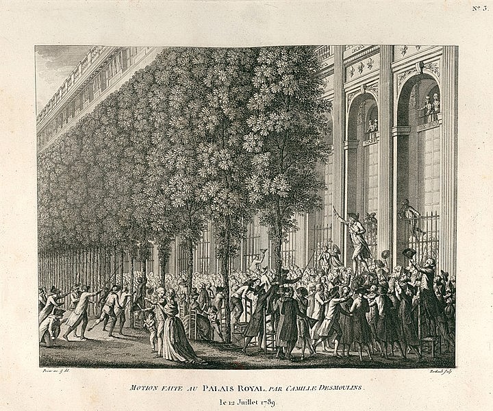 Desmoulins Making a Call to Arms, 12 July 1789