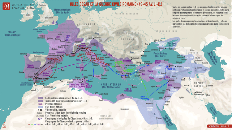 Carte de la guerre civile romaine (49-45 av. J.-C.)
