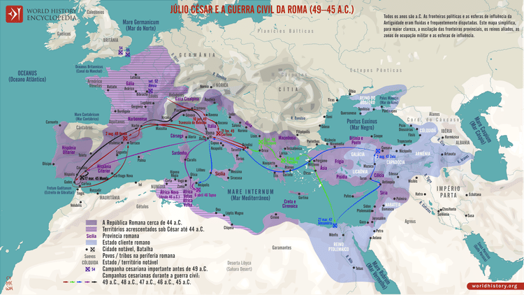 Mapa da Guerra Civil de Roma (49–45 a.C.)