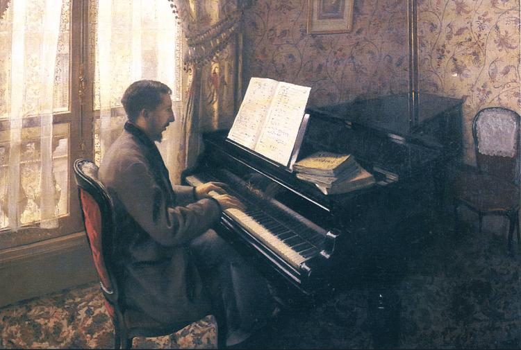 Young Man Playing the Piano by Caillebotte