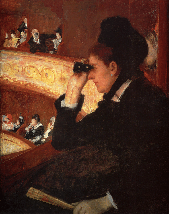 A Woman in Black at the Opera by Cassatt
