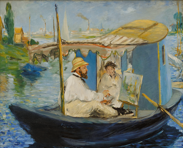 Monet Painting in His Studio Boat by Manet