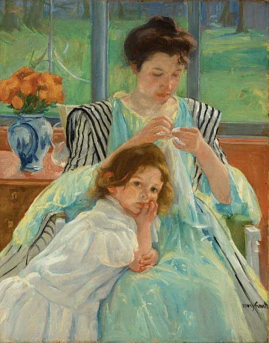 Young Mother Sewing by Cassatt