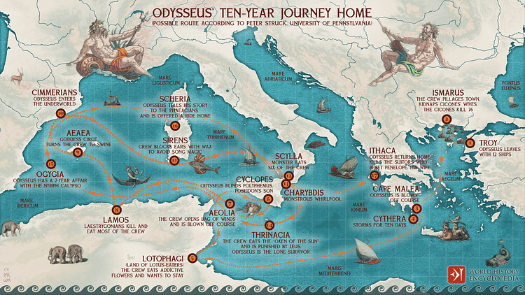 how long was odysseus journey home