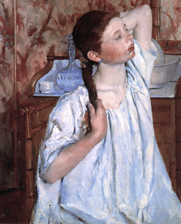 Girl Arranging Her Hair by Cassatt