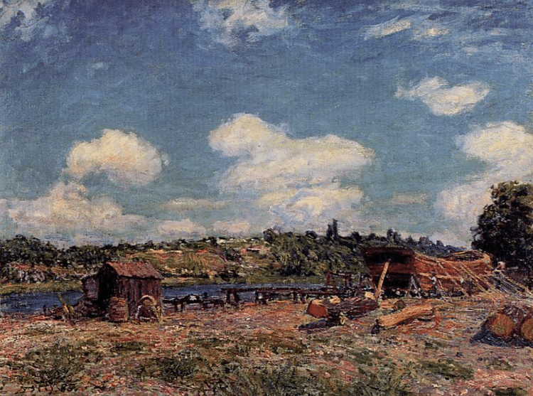 Boatyard at Saint-Mammés by Sisley