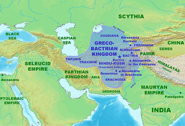 Map of the Greco-Bactrian Kingdom