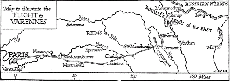 Map to Illustrate the Flight to Varennes