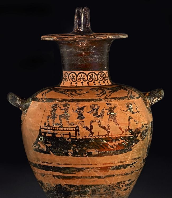 Greek Bireme on an Etruscan Water Jar