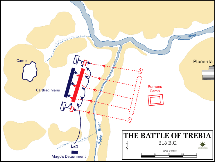 Map of the Battle of Trebia