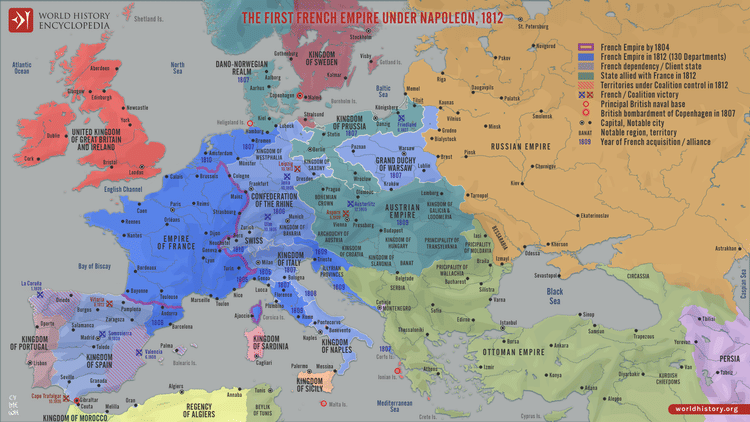 The First French Empire under Napoleon I, 1812 (Illustration) - World ...