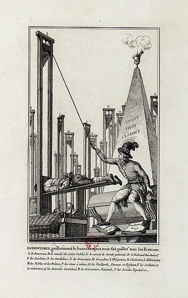 Cartoon Showing Robespierre Guillotining the Executioner After Having Guillotined Everyone Else