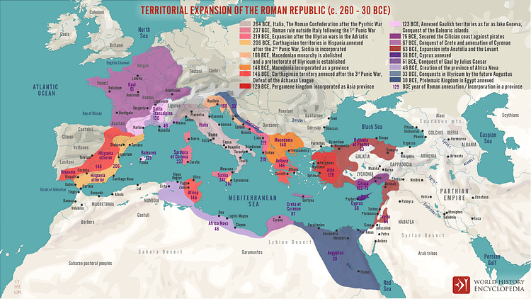 Territorial Expansion of the Roman Republic (c. 260 - 30 BCE)