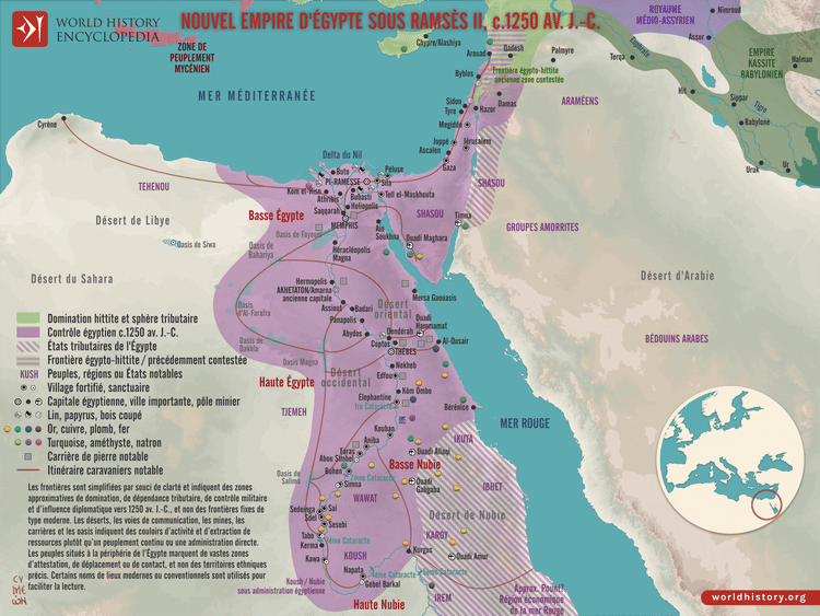 Carte de l'Égypte du Nouvel Empire sous Ramsès II