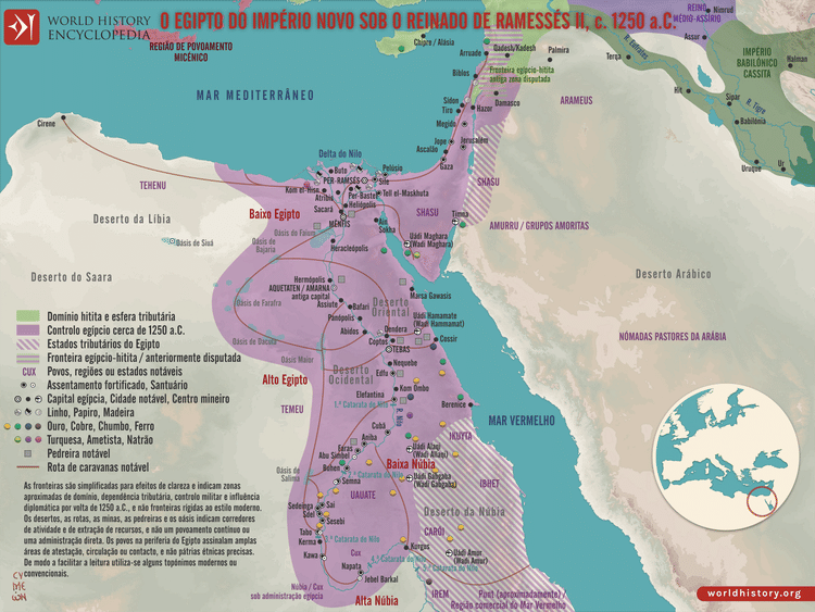 Mapa do Egito do Novo Império sob Ramessés II
