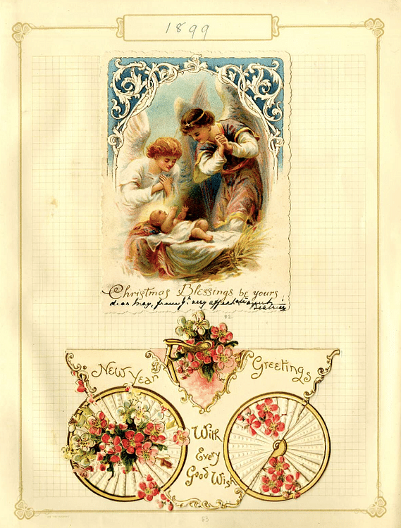 Two 1899 Christmas Cards