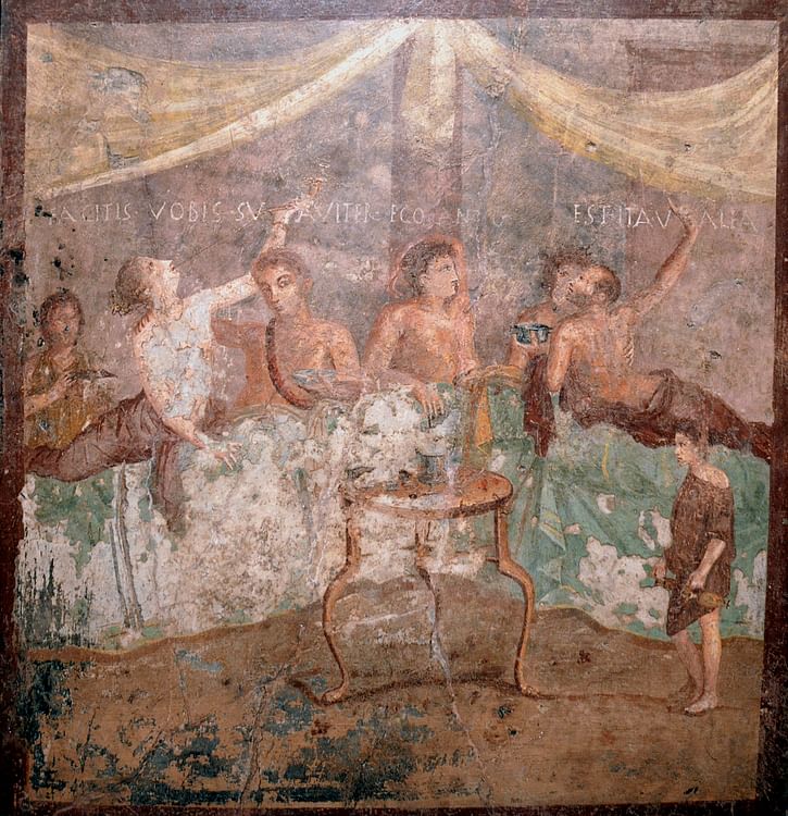 Roman Fresco of a Banquet Scene, Pompeii
