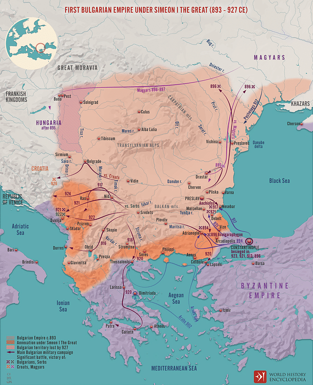 First Bulgarian Empire under Simeon I the Great (893 - 927 CE)