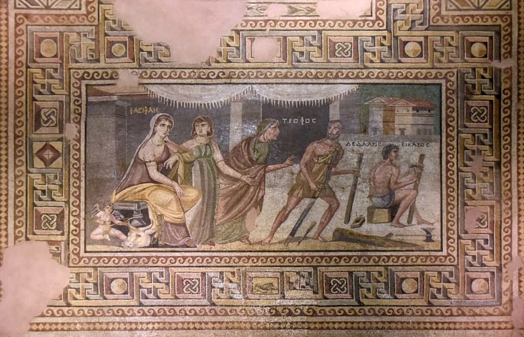 Mosaic of Daedalus, Icarus and Pasiphae from Zeugma