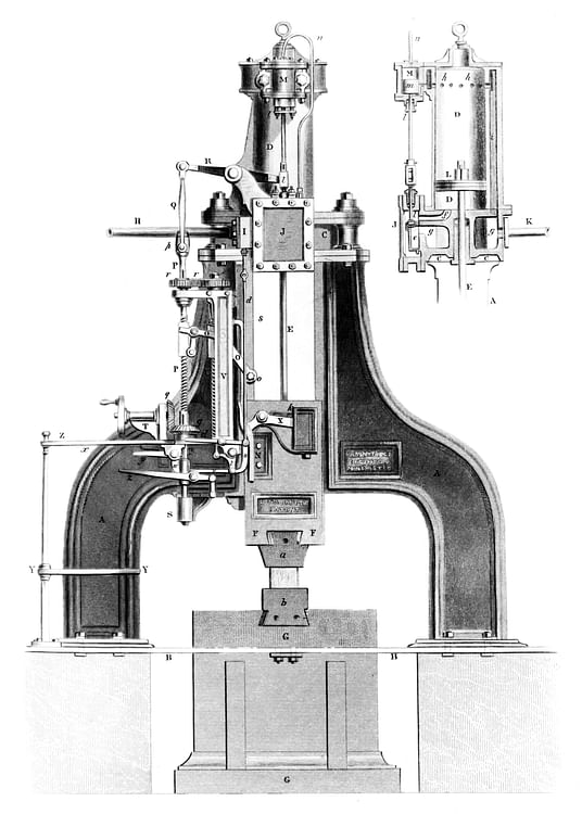 Diagram of a Nasmyth Steam Hammer