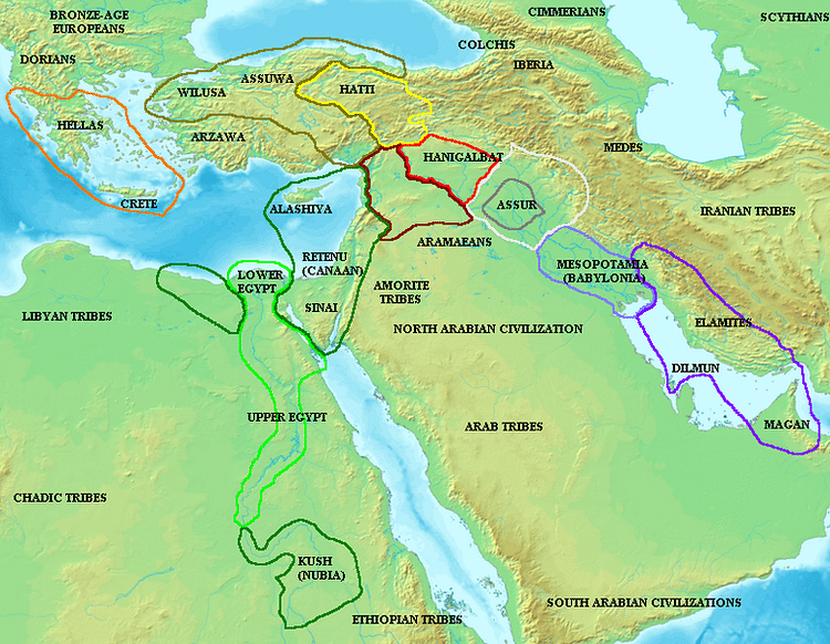 Map of the ancient Near East during the Amarna Period