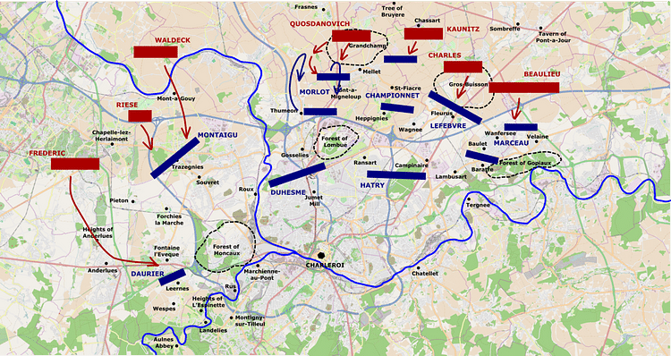 Battle of Fleurus, Daybreak to 8 a.m.