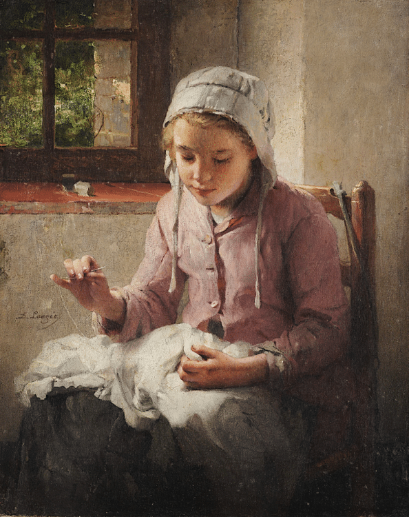 Child Sewing by Laugée