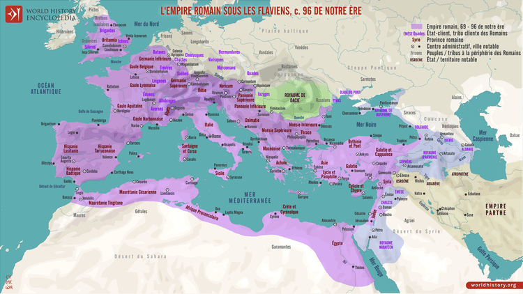 Carte de l'Empire romain sous la dynastie des Flaviens