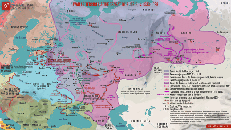 Carte du tsarat de Russie et Ivan le Terrible