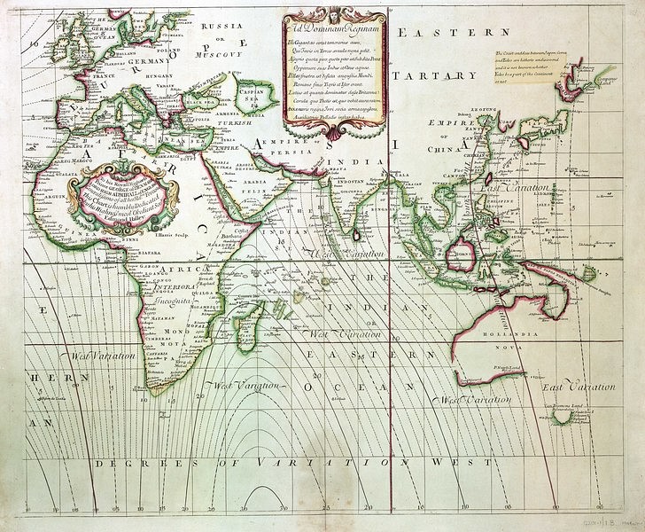 Magnetic Sea Chart by Halley