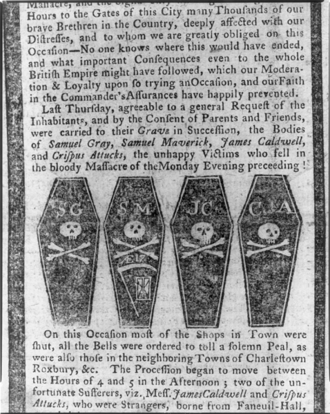 Four Coffins of the Victims of the Boston Massacre