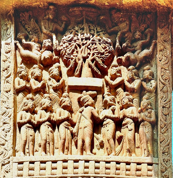 Homage of King Suddhodana, Sanchi Stupa 1, Eastern Gateway