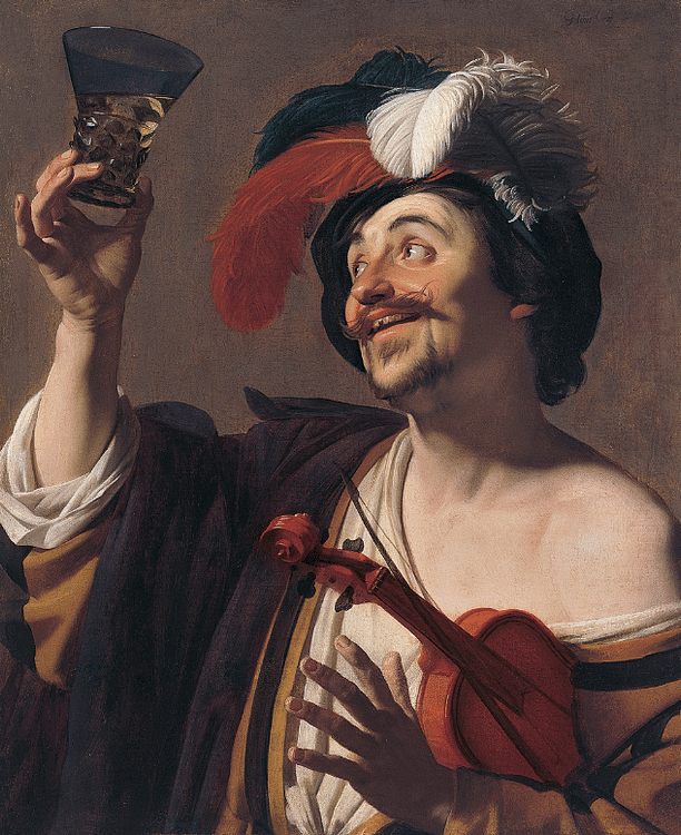 The Happy Violinist by van Honthorst