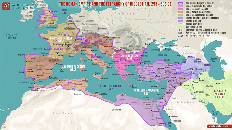 The Roman Empire and the Tetrarchy of Diocletian, 293 - 305 CE