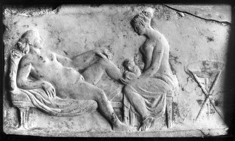 Ancient Roman Relief of a Midwife