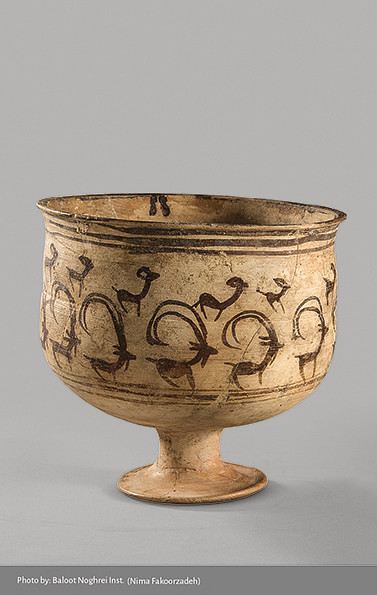Terracotta Goblet with Gazelles and Ibexes from Shahr-e Sukhteh, Iran