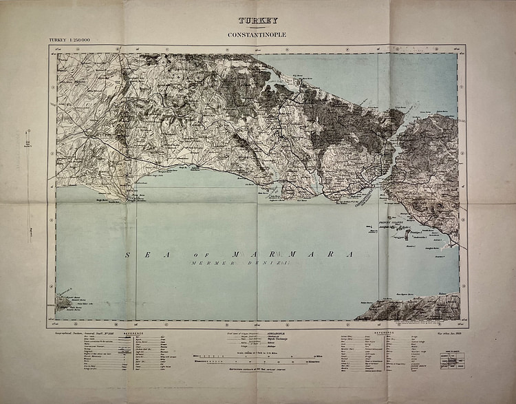 Map of the Surroundings of Constantinople, 1909