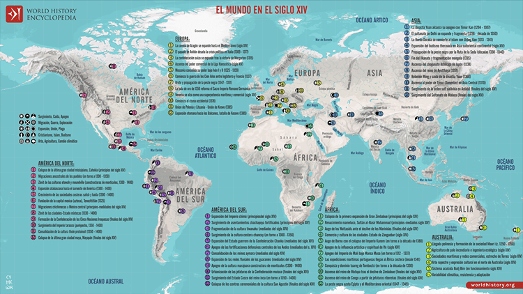 Mapa del mundo en el siglo XIV