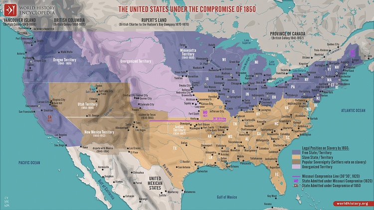 Map of the United States Under the Compromise of 1850
