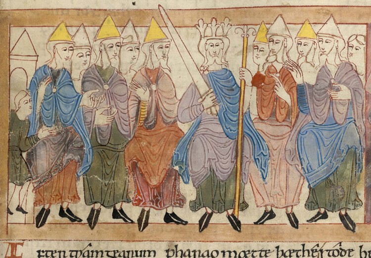 11th-Century Depiction of a Biblical King and His Council