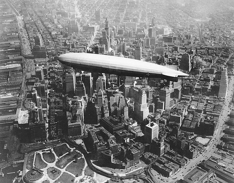 USS Los Angeles over Manhattan