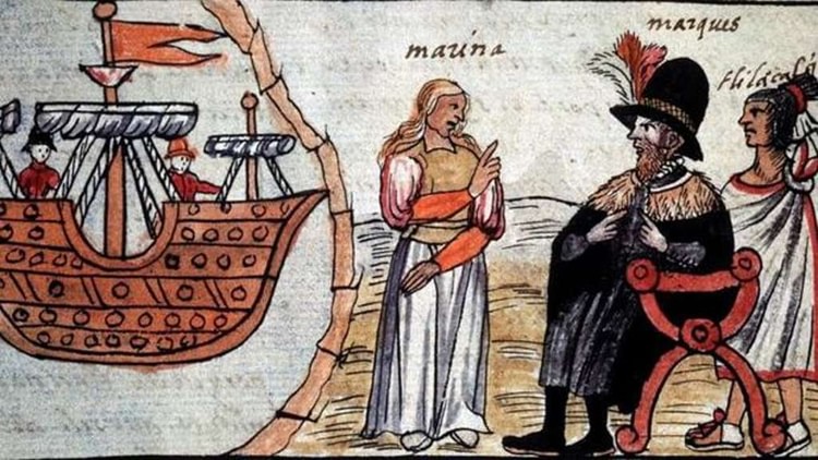La Malinche and Hernán Cortés